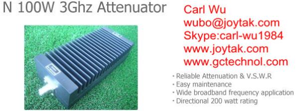 N type attenuator 100 Watt 3Ghz N male plug to N female jack fixed attenuator /