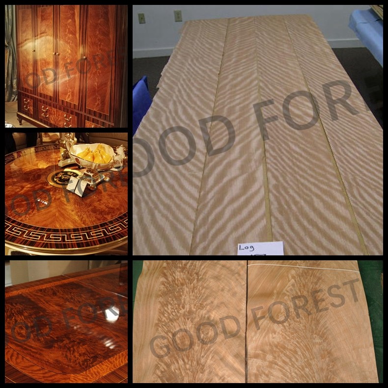 Hotel Decoration Okoume Natural Wood Veneer Unusual Figured Grain