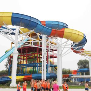 China Colorful Aqua Park Equipment / Customized Fiberglass Water Slides For Water Park factory