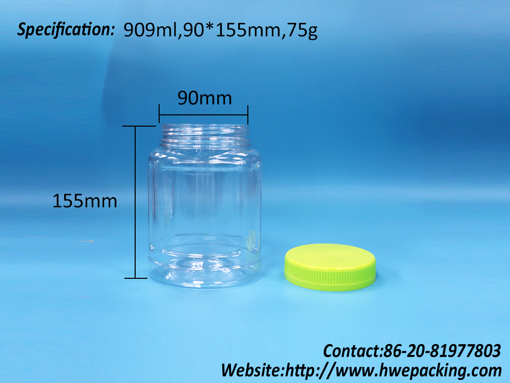 Transparent Oval Shaped PET Cookies Candies Nuts Biscuits Lollipop Fruit Jelly Jar