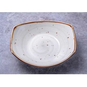 China 12 Inch Boat Shape Deep Salad Ceramic Dinner Plate With Rim on sale