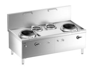 China Floor Chinese Induction Double-wok and Double Bain Marie Stove with Cabinet factory