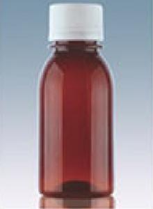 China Brown Tan Liquid Medicine Bottle , Spiral Cover Recycled Plastic Containers factory