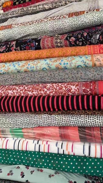 Stock fabrics 100% Viscose AOP always Supply this items Order Quality standard