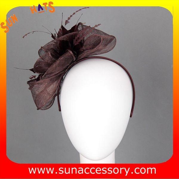0919 hot sale fashion brown sinamay fascinators hats and caps with veil ,Fancy