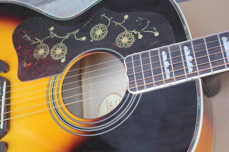 Factory Gibsons Custom 43 inch S 20 frets tobacco sunburst left acoustic guitar with electric guitar's pickup