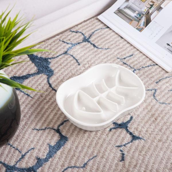 Ceramic Pet Bowl Slow-Food Anti-Choking Slow-Food Bowl Fish-Shaped Dog Bowl Fish