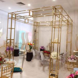 China Wholesale luxury golden stainless steel chuppah wedding furniture for event factory