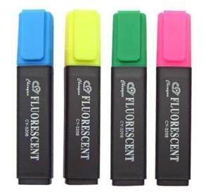 China cheap promotional flat plastic highlighter with logo printing factory