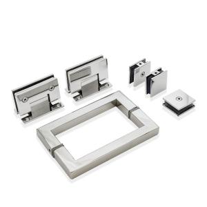 China Square Handle Glass Clamp Kit Sturdy Stainless Steel Hinge for Frameless Shower Door factory