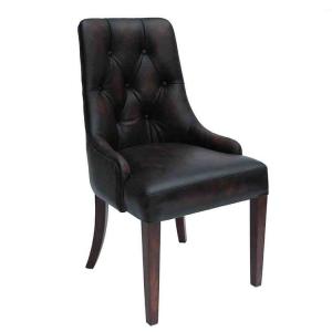 China Upholstered Brazil Cow Leather Button Back Dining Chairs H98cm factory