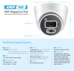Cctv System Hd 4mp Monitor Motion Tracking Audible light Alarm Dome Camera Audio