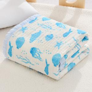 China Premium Thick Muslin Baby Blankets Hypoallergenic 4 Layer Digital Printed For Newborns factory