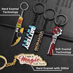 Die Cut Zinc Alloy Enamel Keychains Cartoon Anime Type Customized