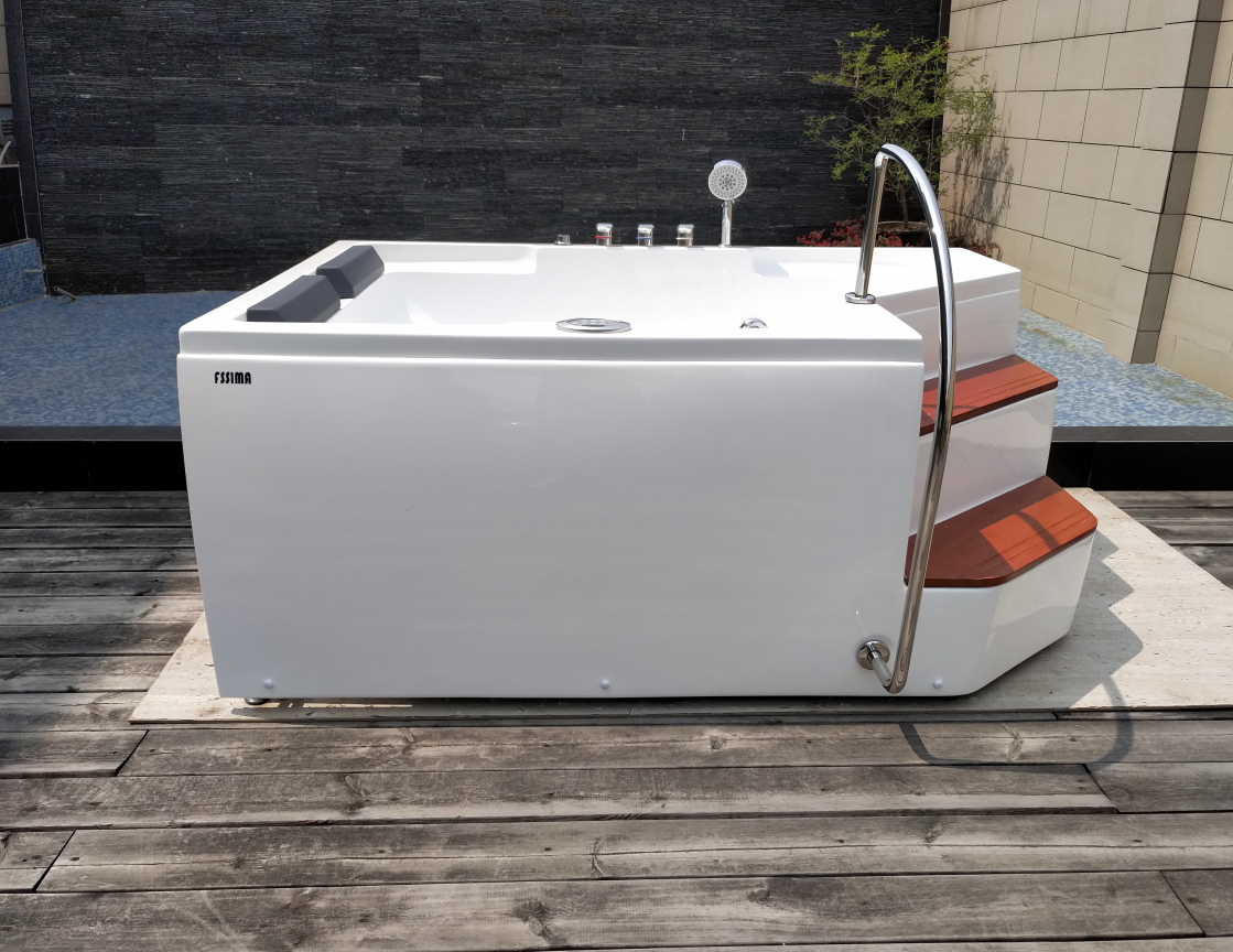 5.74FT 2 Person Freestanding Jacuzzi Tub With Jets Led Light Whirlpool