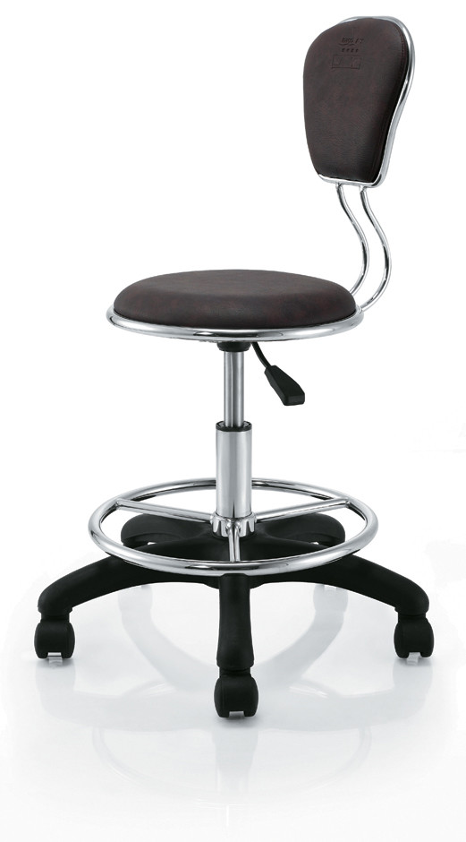 Seat Hight Adjustable Bar Chair Backrest For Hair Salon , Brown Color