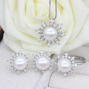 China Freshwater Pearl Jewelry Sets With Necklace Earring Ring factory