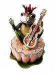 Violin Frog Trinket Box Music Jeweled Box Pewter Frog Jewelry Box Green Frog