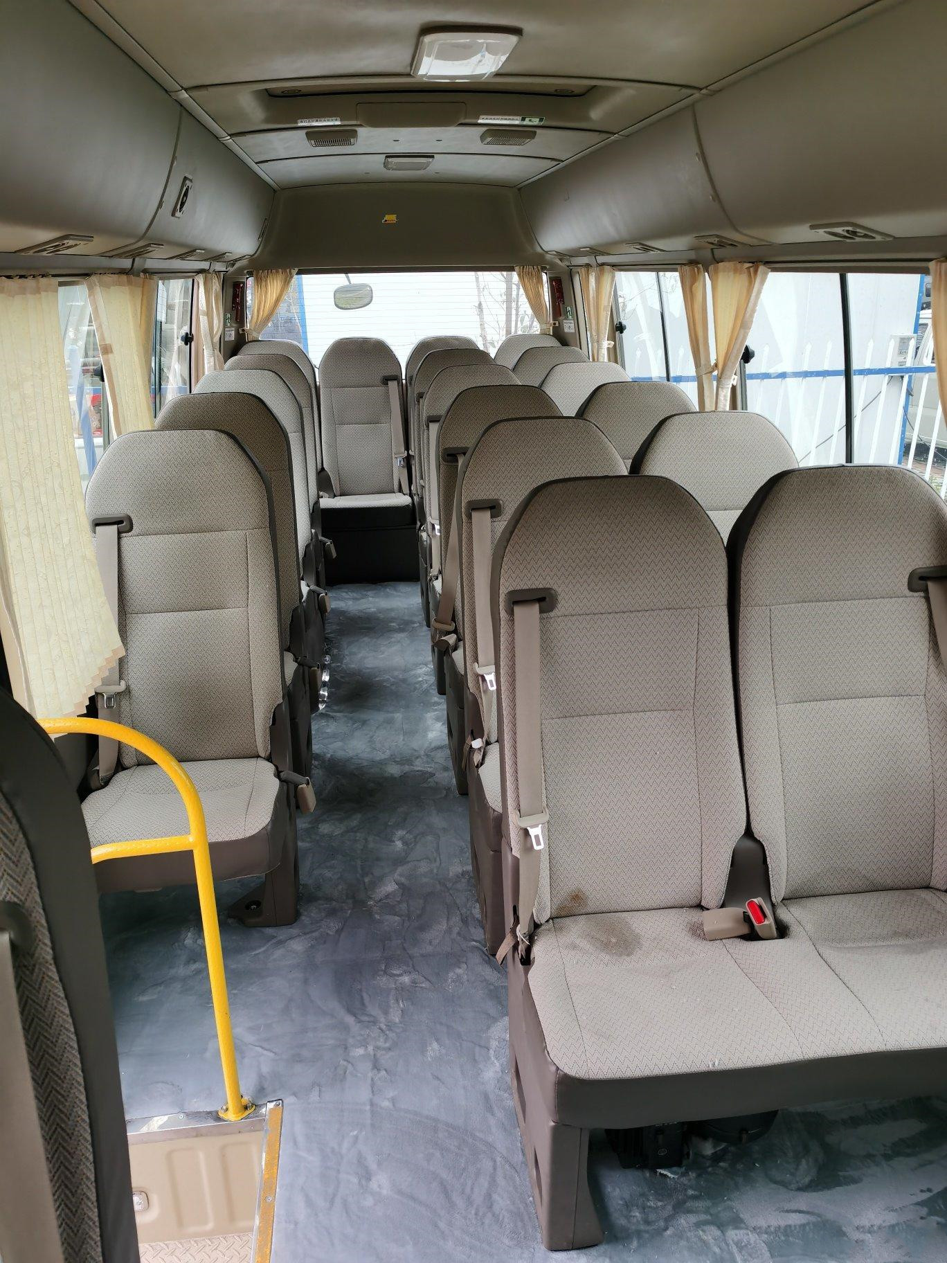 LHD Second Hand Coaster Bus Hino Engine 23 Seater Khaki Bus With Luxury A/C System