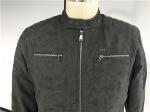 Winter Mens Nubuck Leather Jacket Charcoal Color Mandarin Collar TW68174