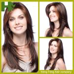 8" - 40" Brown Long Synthetic Wig Black Women Shedding Free Professional