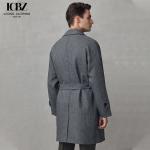 Mid-Length Dark Gray Wool Coat Business Casual Men's Windbreaker with Mandarin