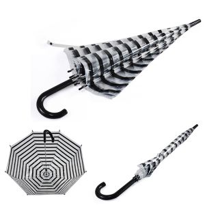 Small Manual Open See Through Umbrella Stripe Transparent Bubble Umbrella