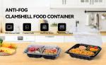 Clamshell Take Out Containers, Anti-Fog Shrink Wrap 55 Pack 6 X 6 Inch 15 Oz