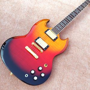 China New style custom SG electric guitar, Gradual change &amp; Flame Maple Top SG electric guitar , free shipping factory