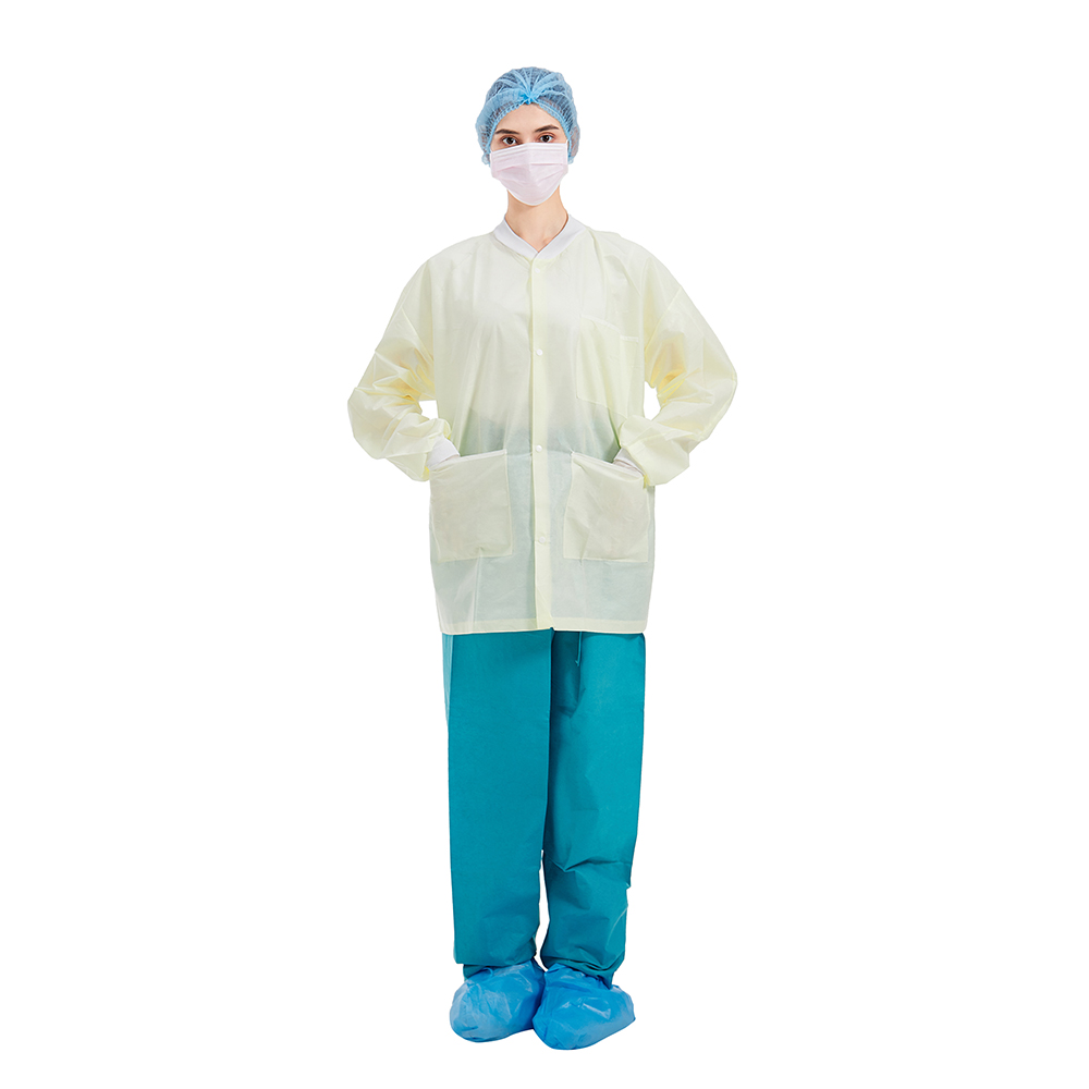 FDA Disposable Lab Coats , Long Sleeves Disposable Hospital Scrubs