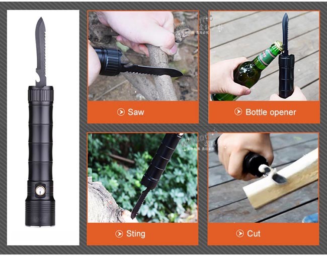 Safe 5W Usb Rechargeable LED Flashlight With Power Bank 350m Lighting Distance