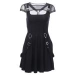 European and American modern punk style dark black sexy mesh stitching