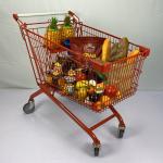 Large Capacity 180L Steel Shopping Cart European Style Red Custom Shopping