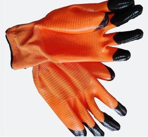 China Nitrile Double Dipping Work Gloves 13 Gauge U3 Orange Nitrile Coated Oil-Proof glove for Safety Labor Protection factory