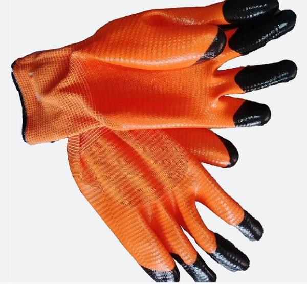 Nitrile Double Dipping Work Gloves 13 Gauge U3 Orange Nitrile Coated Oil-Proof