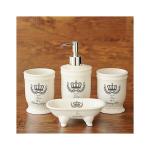 Round 4 Piece Ceramic Bathroom Set White Glazed For Home Hotel