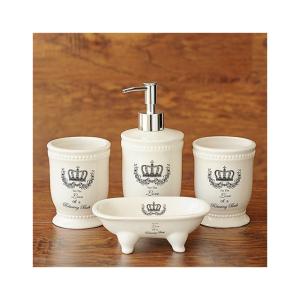 China Round 4 Piece Ceramic Bathroom Set White Glazed For Home Hotel factory