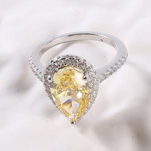 China Radiant Cutting Pear Shaped 2.6g 925 Silver CZ Rings Sterling Silver Diamond Ring factory