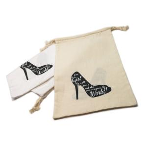 China 4x6 6x8 inch Cotton Muslin Drawstring Travel Shoe Bag factory