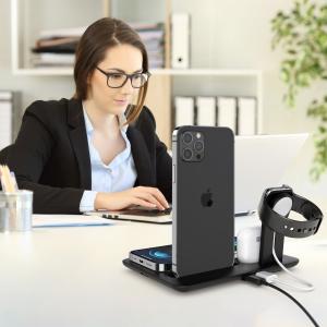 China QC3.0 Phone And Computer Accessories 15W 4 In 1 Wireless Charging Station factory