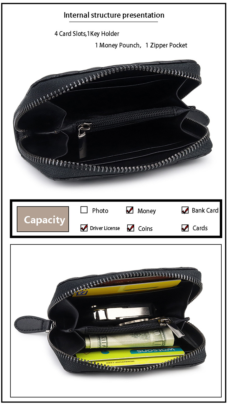 2022 Mini Wallet Leather Money Soft Sheepskin Leather Coin Purse for Women Zipper