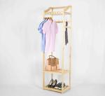Wooden Coat Hanger Rack With 2-tier Storage Shelves W50*D38*H180CM