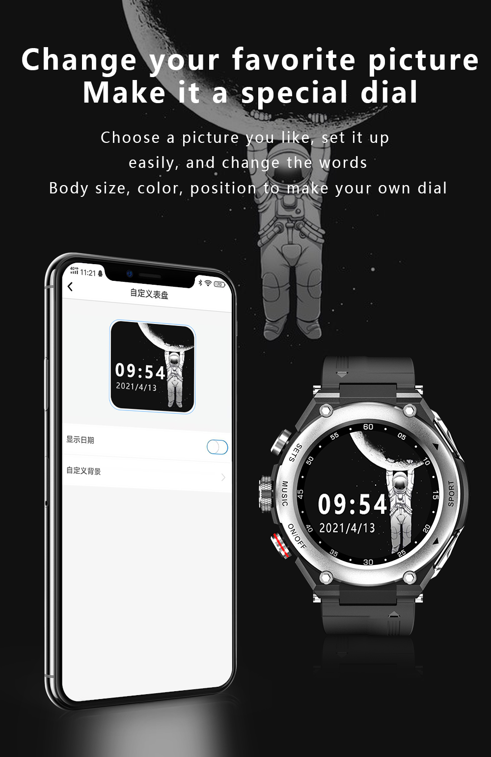 Wireless Earbuds and Local Music Smart Bracelet with TWS Smart Watch IPS Screen