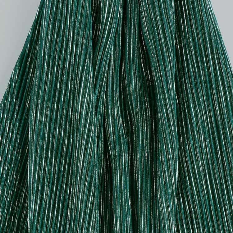Fold Glitter Gold Line Striped Pleated Lurex Fabric Plisse Crafts