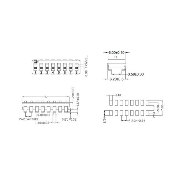 Gull Wing Lead 2.54mm Pitch SMD Dual Inline Package Switch