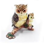 Mun and baby owl bird jewelry box enamel owl trinket jewelry owl decorative box