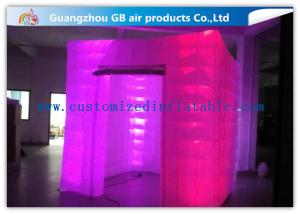 China Pink Portable Inflatable Photo Booth Enclosure LED lighting 16 Colors factory