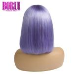 Straight Light Purpple Short Bob Wig 180% Density Brazilian Soft Smooth