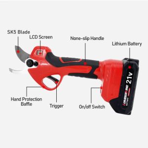Electric Pruning Shears With LCD Digital Display Handheld Lithium Battery