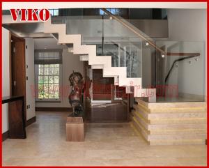 China Double Steel Plate Staircase VK31S Stainless Steel, Power Coated,，Wooden ，Beech Tread , Carbon Steel Stringer, factory